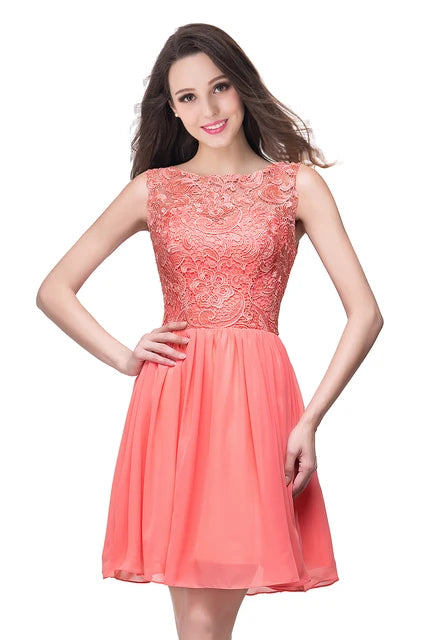 Elegant Lace Mini Cocktail Dresses For women 2023 Sexy A-line Girl Knee-Length Chiffon Evening Party Prom Gwons Robe De Soiree