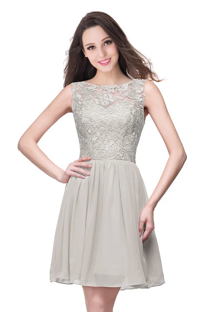 Elegant Lace Mini Cocktail Dresses For women 2023 Sexy A-line Girl Knee-Length Chiffon Evening Party Prom Gwons Robe De Soiree