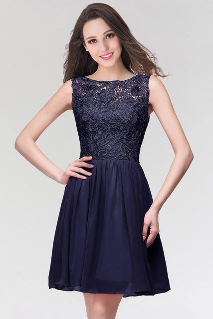 Elegant Lace Mini Cocktail Dresses For women 2023 Sexy A-line Girl Knee-Length Chiffon Evening Party Prom Gwons Robe De Soiree