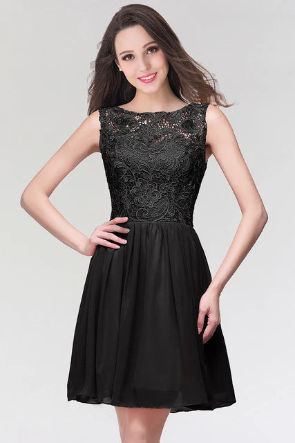 Elegant Lace Mini Cocktail Dresses For women 2023 Sexy A-line Girl Knee-Length Chiffon Evening Party Prom Gwons Robe De Soiree