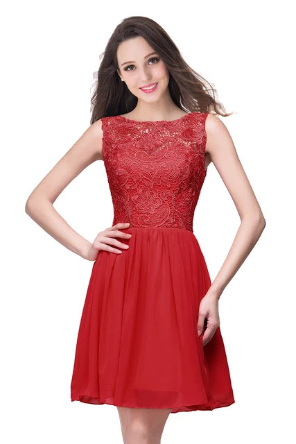 Elegant Lace Mini Cocktail Dresses For women 2023 Sexy A-line Girl Knee-Length Chiffon Evening Party Prom Gwons Robe De Soiree