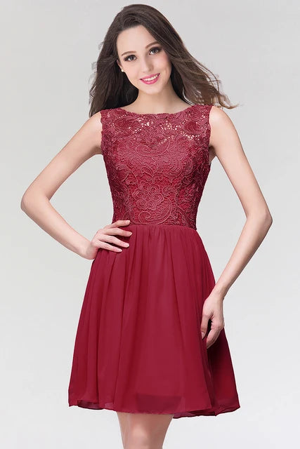 Elegant Lace Mini Cocktail Dresses For women 2023 Sexy A-line Girl Knee-Length Chiffon Evening Party Prom Gwons Robe De Soiree