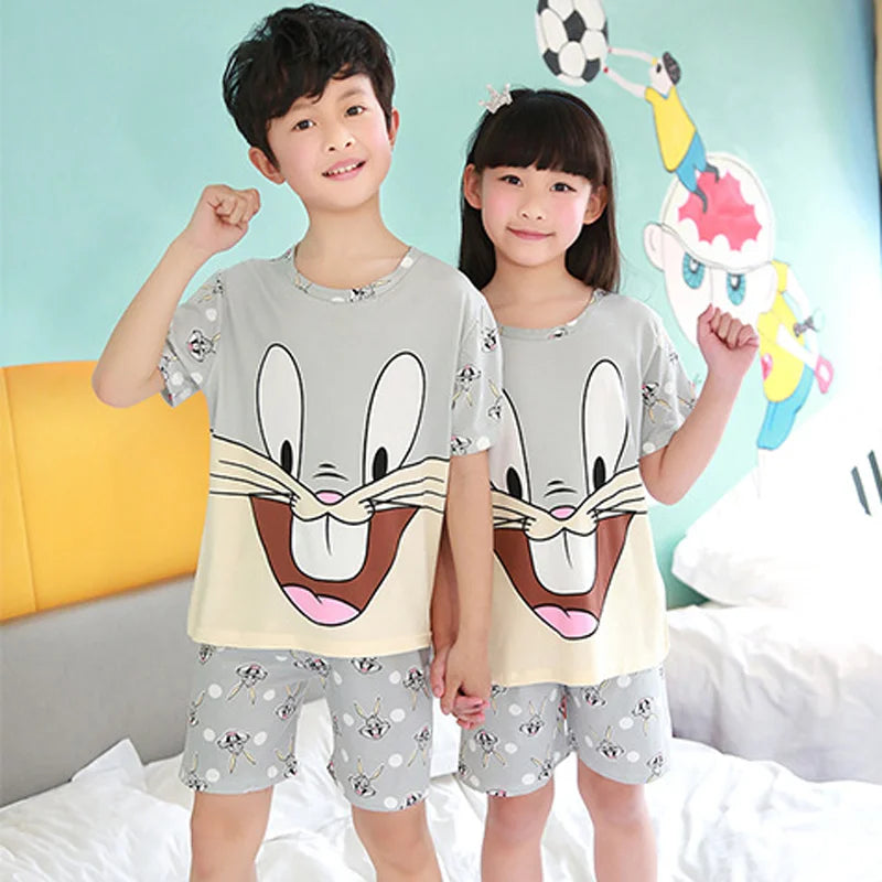 New Listing Children Clothing Summer Children Boys Girls Kids Clothing Sets Cartoon Suit Sleepwear Short Sleeve Cartoon Kid