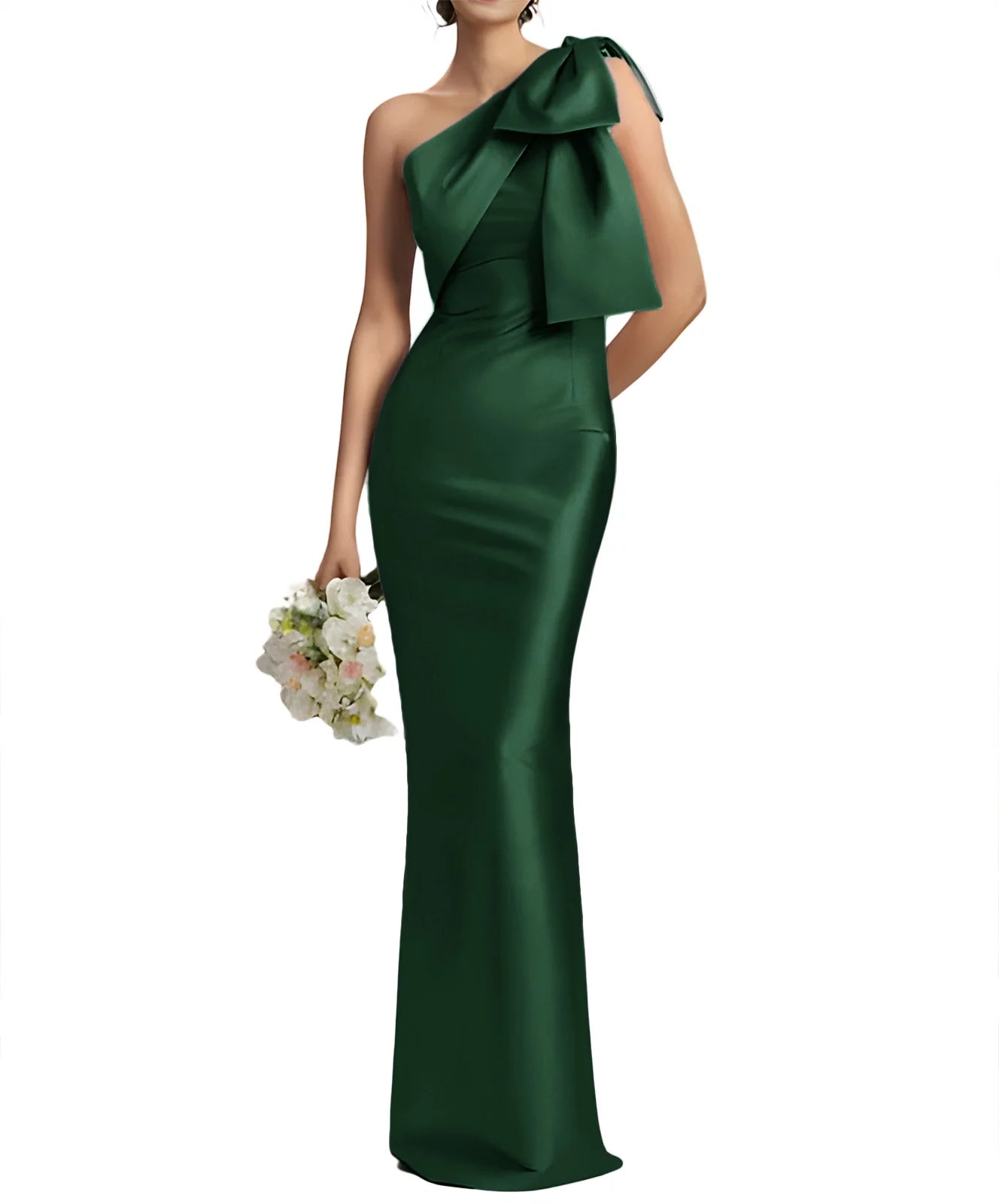 One Shoulder Elegant Satin Prom Dress for Women Mermaid Cocktail Dresses Long Bodycon Formal Evening Gowns with Back Slit