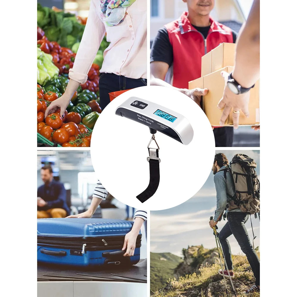110LB Portable Electronic Hand Luggage Scale LCD Digital Display Balance Scale Suitcase Travel Weighs Baggage Weight Tool