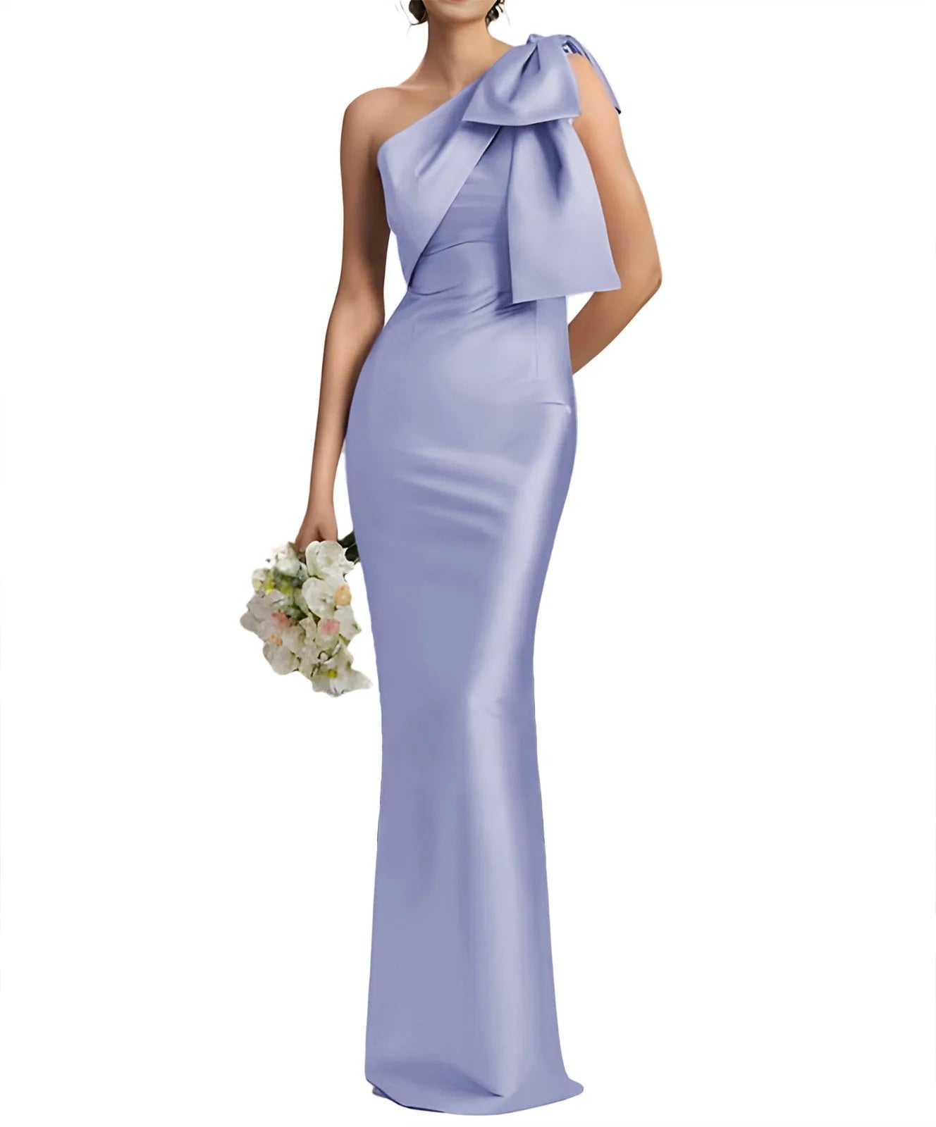 One Shoulder Elegant Satin Prom Dress for Women Mermaid Cocktail Dresses Long Bodycon Formal Evening Gowns with Back Slit
