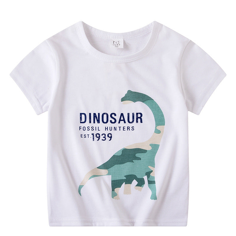 Boys Print Round Neck Short Sleeve T-shirt