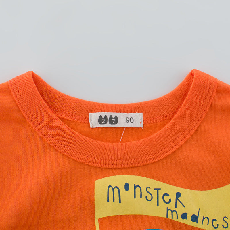 Boys Print Round Neck Short Sleeve T-shirt