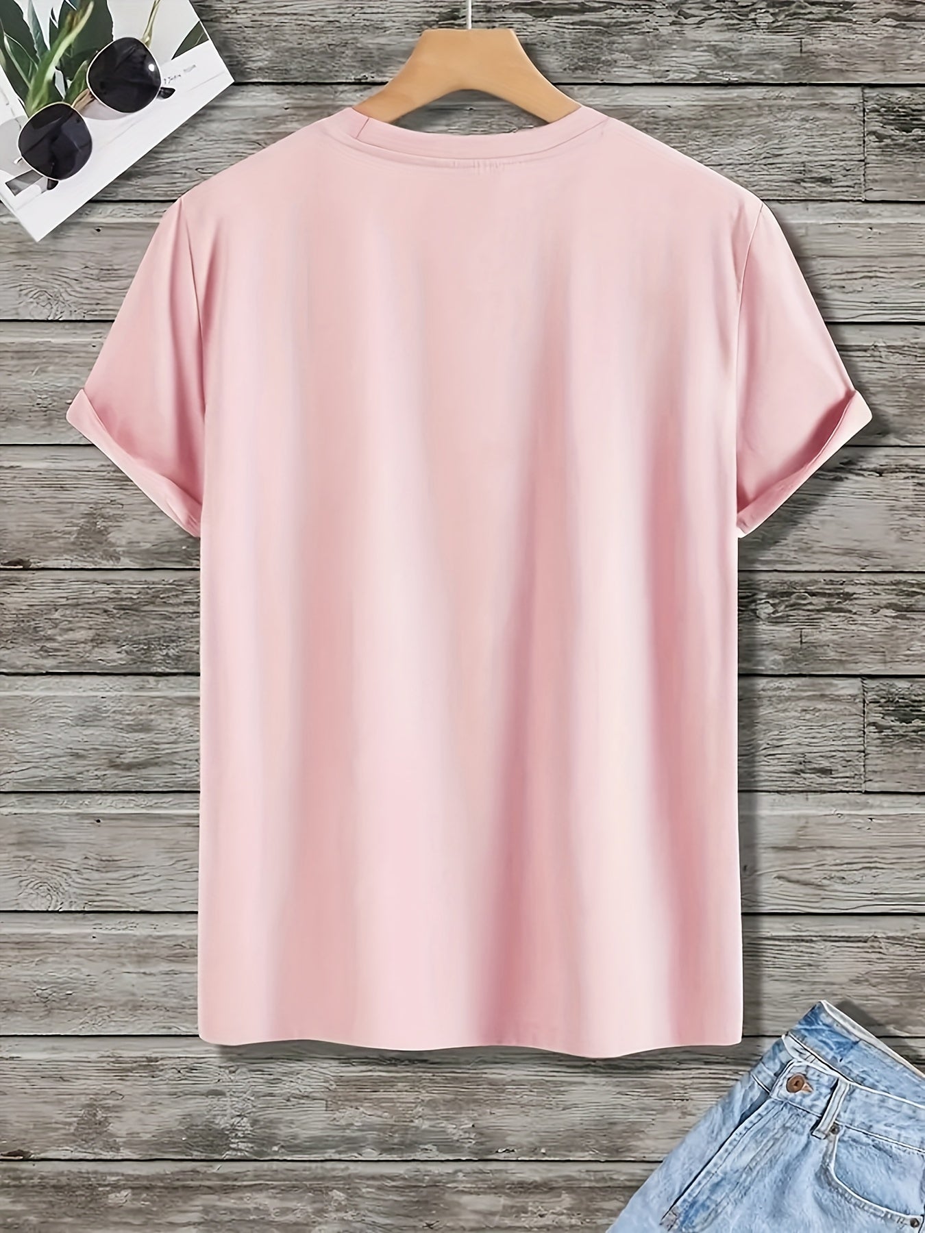5pcs Solid Men's Casual Short Sleeve Crew Neck T-shirts Set, Summer Outdoor