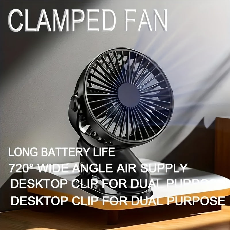 16 Decibels Ultra-Quiet Portable Clip-On Fan With 3 Speeds - Usb Rechargeable, Strong Airflow Desk & Stroller Fan For Office, Dorm, And Outdoor Use