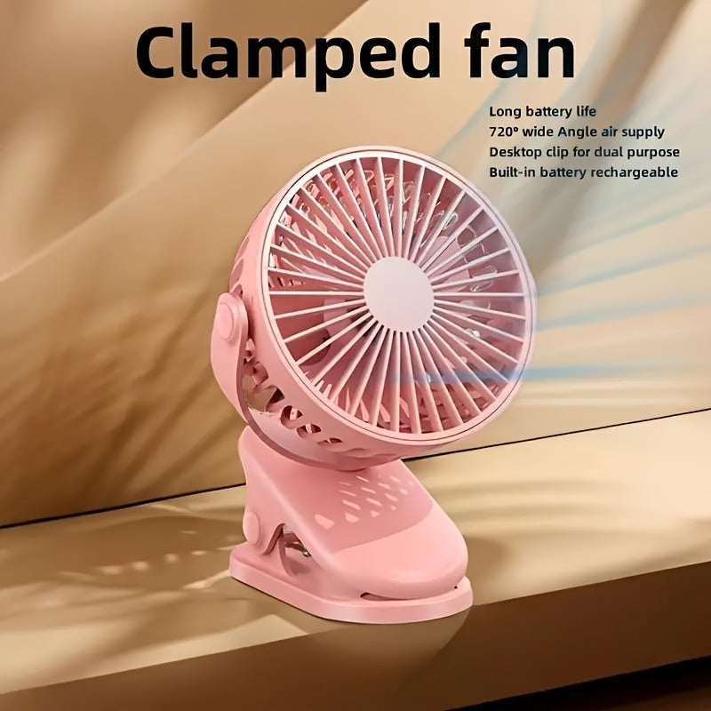 16 Decibels Ultra-Quiet Portable Clip-On Fan With 3 Speeds - Usb Rechargeable, Strong Airflow Desk & Stroller Fan For Office, Dorm, And Outdoor Use