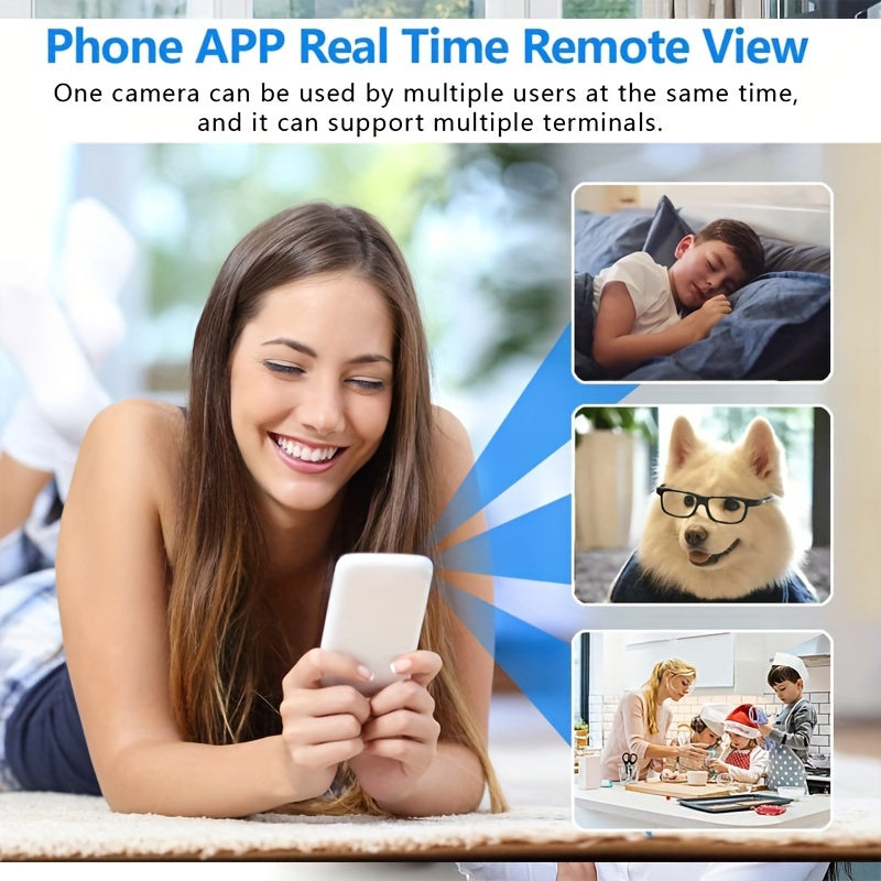 1pc Wireless Smart Home Security Camera With Night Vision, USB Powered, WiFi Remote Monitoring, Indoor Surveillance With Loop Recording And Ultra Wide Angle