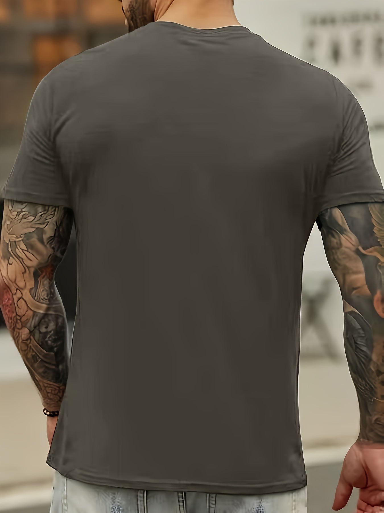 5pcs Solid Men's Casual Short Sleeve Crew Neck T-shirts Set, Summer Outdoor