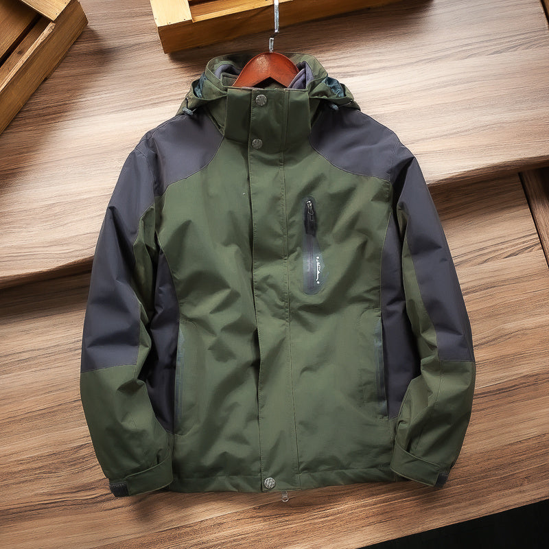 Windproof And Waterproof Men's Casual Stitching Style Removable Fleece Liner Warm Jacket