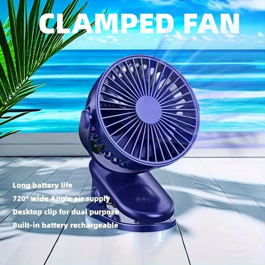 16 Decibels Ultra-Quiet Portable Clip-On Fan With 3 Speeds - Usb Rechargeable, Strong Airflow Desk & Stroller Fan For Office, Dorm, And Outdoor Use