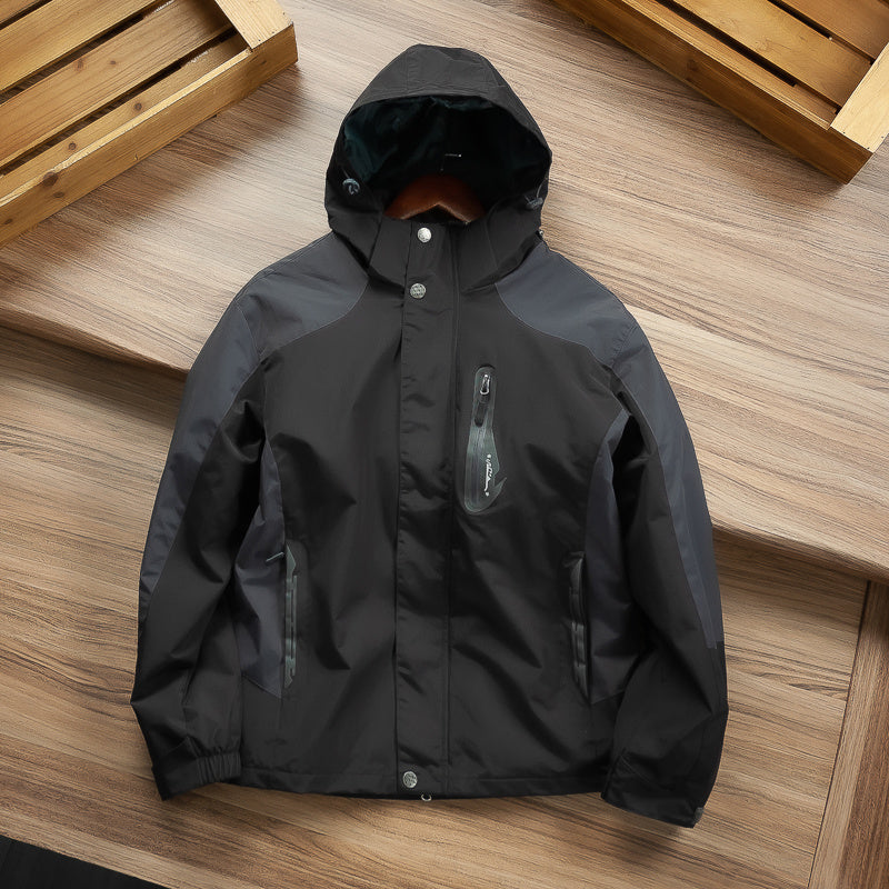 Windproof And Waterproof Men's Casual Stitching Style Removable Fleece Liner Warm Jacket