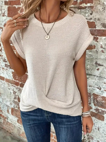New Solid Color Patchwork Short-sleeved T-shirt