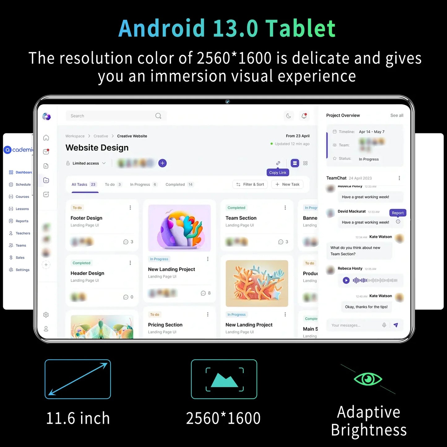 11.6 Inch Android 13 Tablet, 16GB RAM 1TB ROM, 12000mAh Battery 10 Core IPS HD Touch Screen Tablets FD65362862