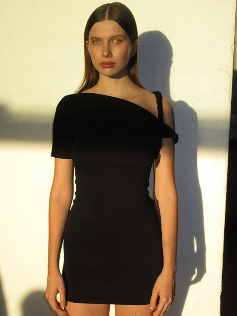 CUTENOVA Irregular Dress Women Hispter Summer Trend Hollow Knot Solid Simple Casual Stretch Streetwear Thin Midnight Bodycon