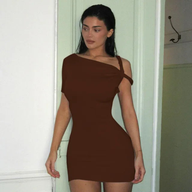 CUTENOVA Irregular Dress Women Hispter Summer Trend Hollow Knot Solid Simple Casual Stretch Streetwear Thin Midnight Bodycon