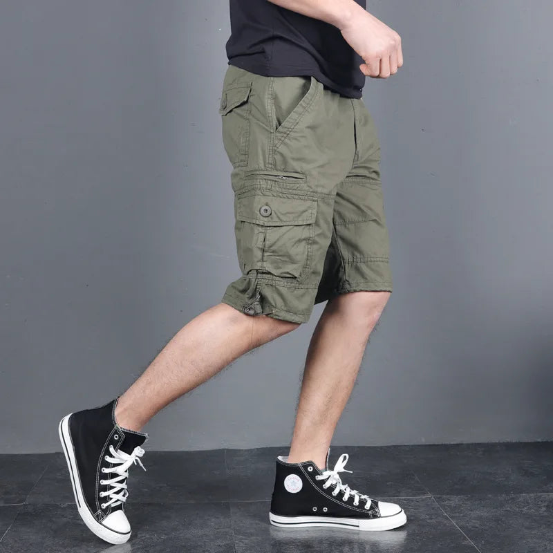 2024 Men's Military Cargo Shorts Summer Army Tactical Joggers Shorts Men Loose Work Casual Cotton Short Pants Man Plus Size 4XL