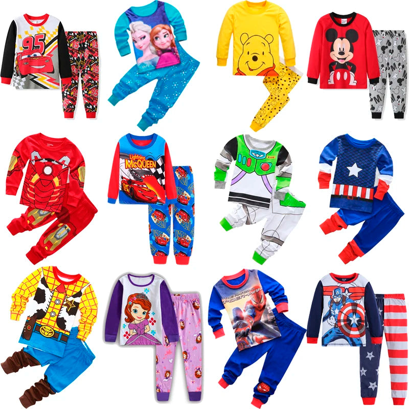 Children's Pajamas Series Pajamas Sets Baby Girls Boys Clothes Pijamas Cartoon Long Sleeve Sleepwear