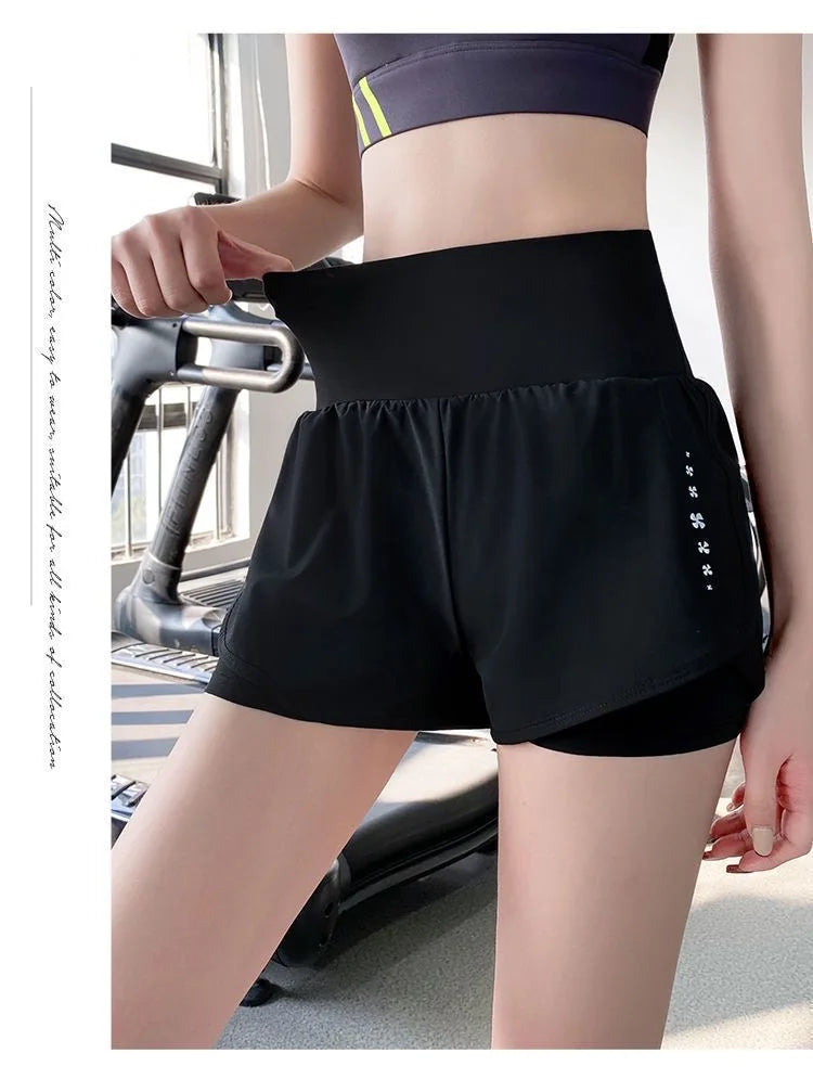 2024 Women New Sports Shorts Girls Yoga Running 2 Layer Workout Fitness Gym Sportswear With Pocket Quick Dry Short Pants