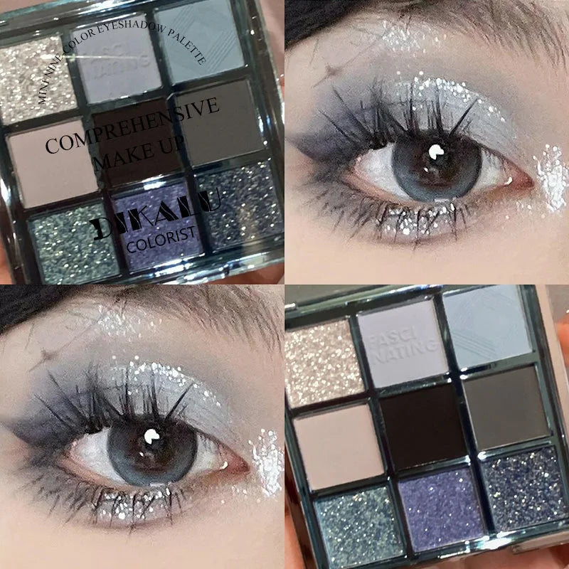 Nine Colors Contouring Punk Smoky Eyeshadow Makeup Palette Dark Black Pressed Glitter for Eyes Shadow Pigments Powder Cosmetics