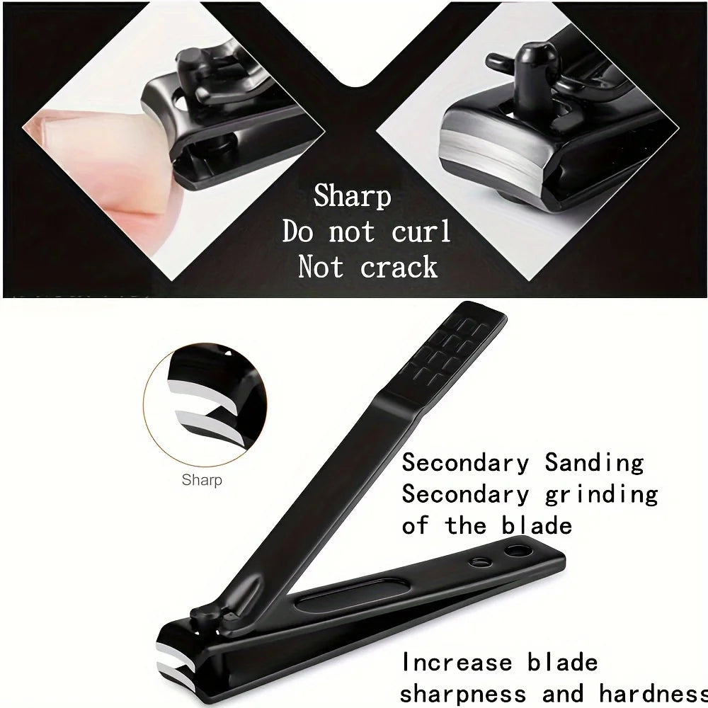 7/12/24pcs Black Nail Clippers Kit, Ultra Sharp Sturdy Fingernail Cutters, Professional Nail Clippers Pedicure Care Tools, Toena