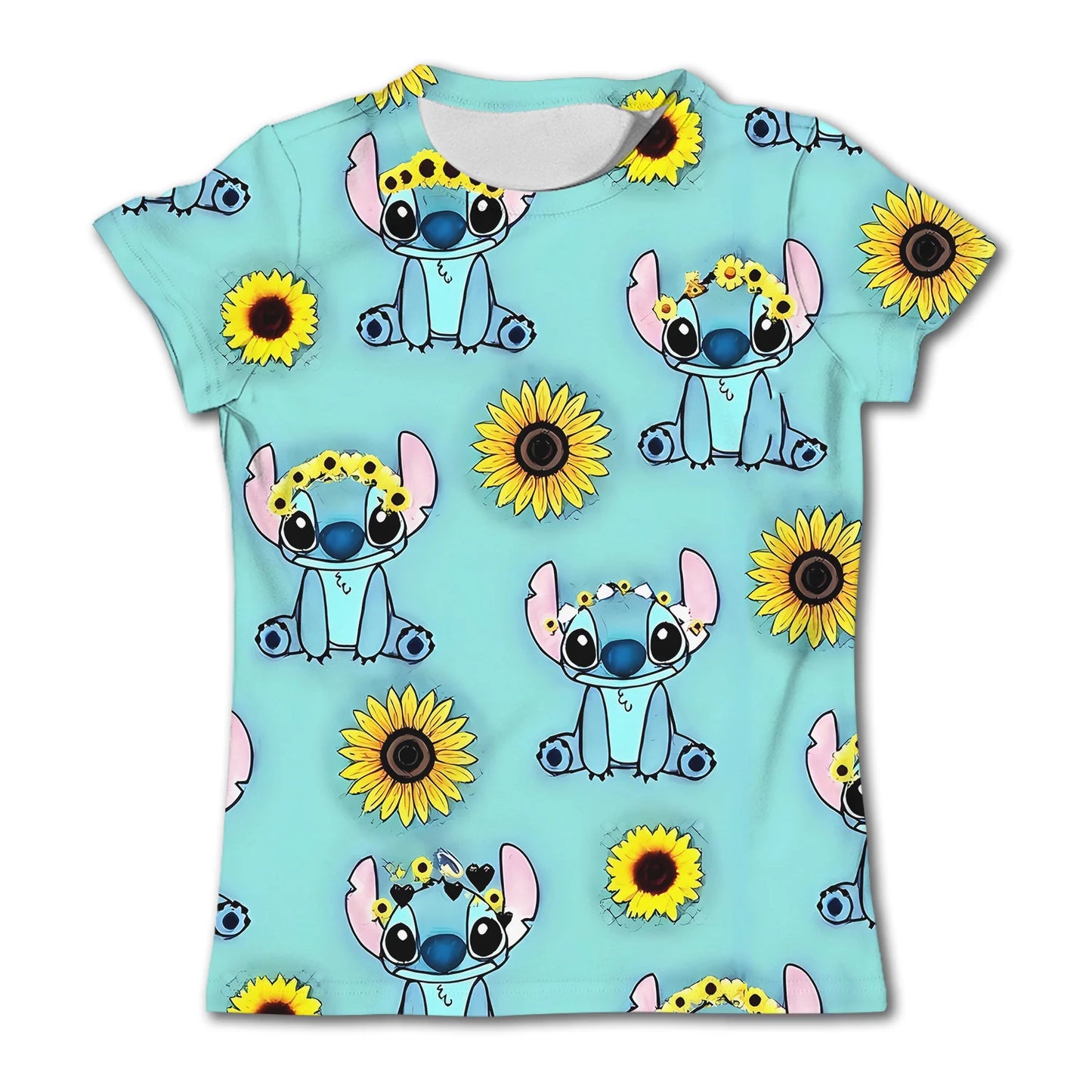 Summer Children Top Stitch Print Kids Short Sleeve T-shirt Girls Birthday T Shirts Boys' Clothing Casual O-Neck Shirt for Child