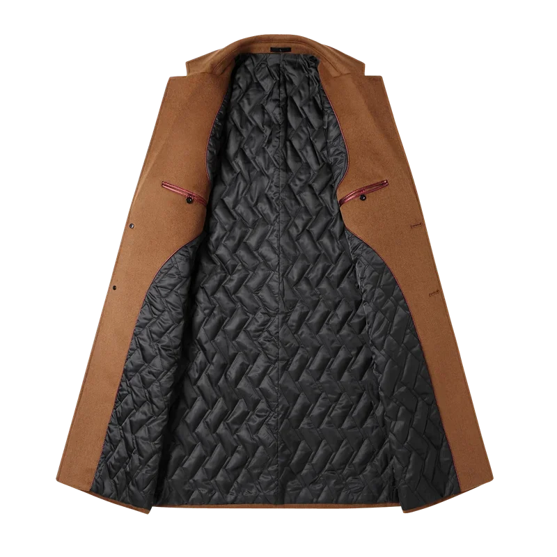 Wool 54.3% autumn and winter new men's woolen coat medium and long suit collar cotton thickened woolen coat men's coat