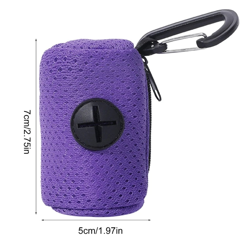 Practical Dog Poop Bag Dispenser Pet Waste Bag Holder MeshFabric Poop Bag Dispenser for Dogs Walking Outdoor Dog Supply