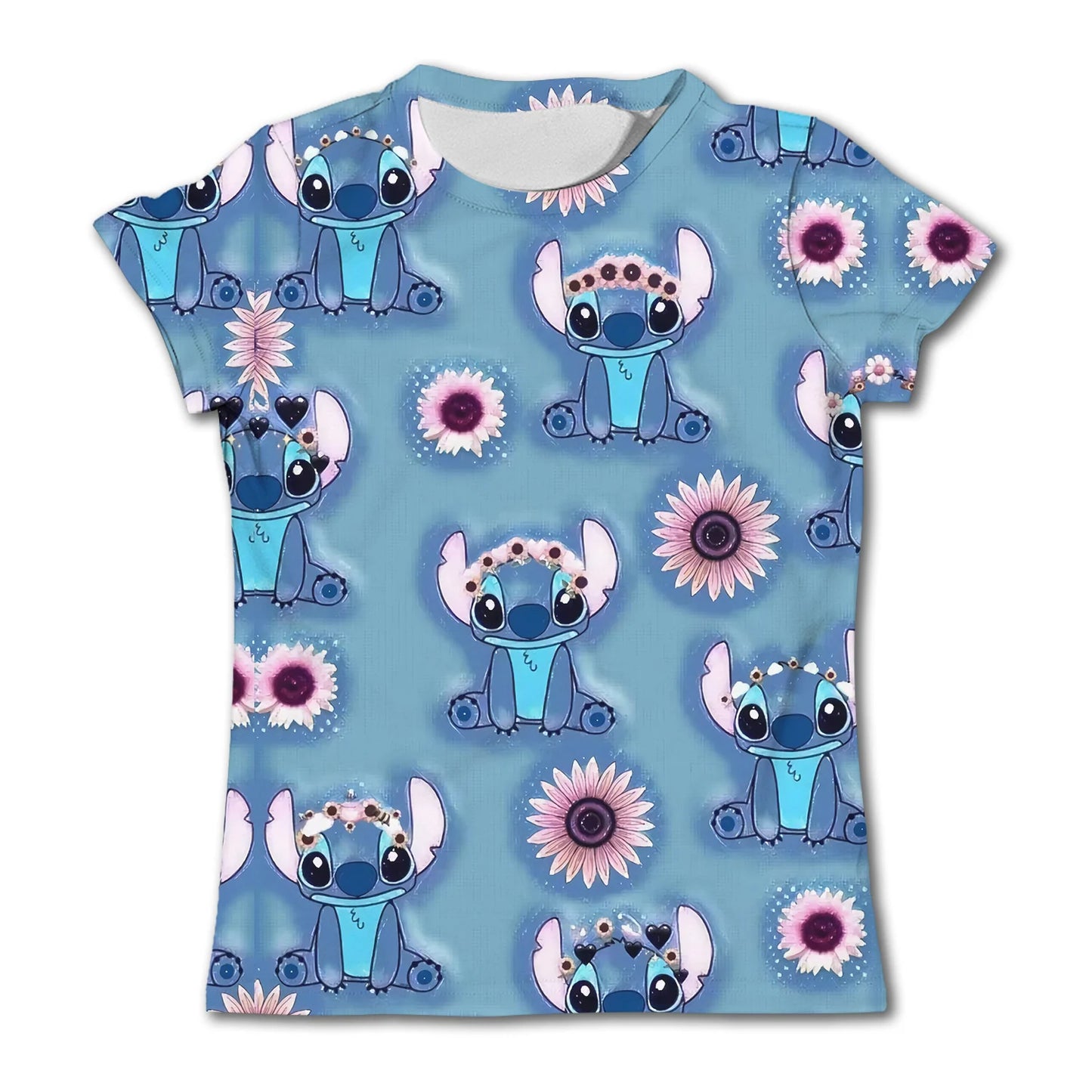 Summer Children Top Stitch Print Kids Short Sleeve T-shirt Girls Birthday T Shirts Boys' Clothing Casual O-Neck Shirt for Child