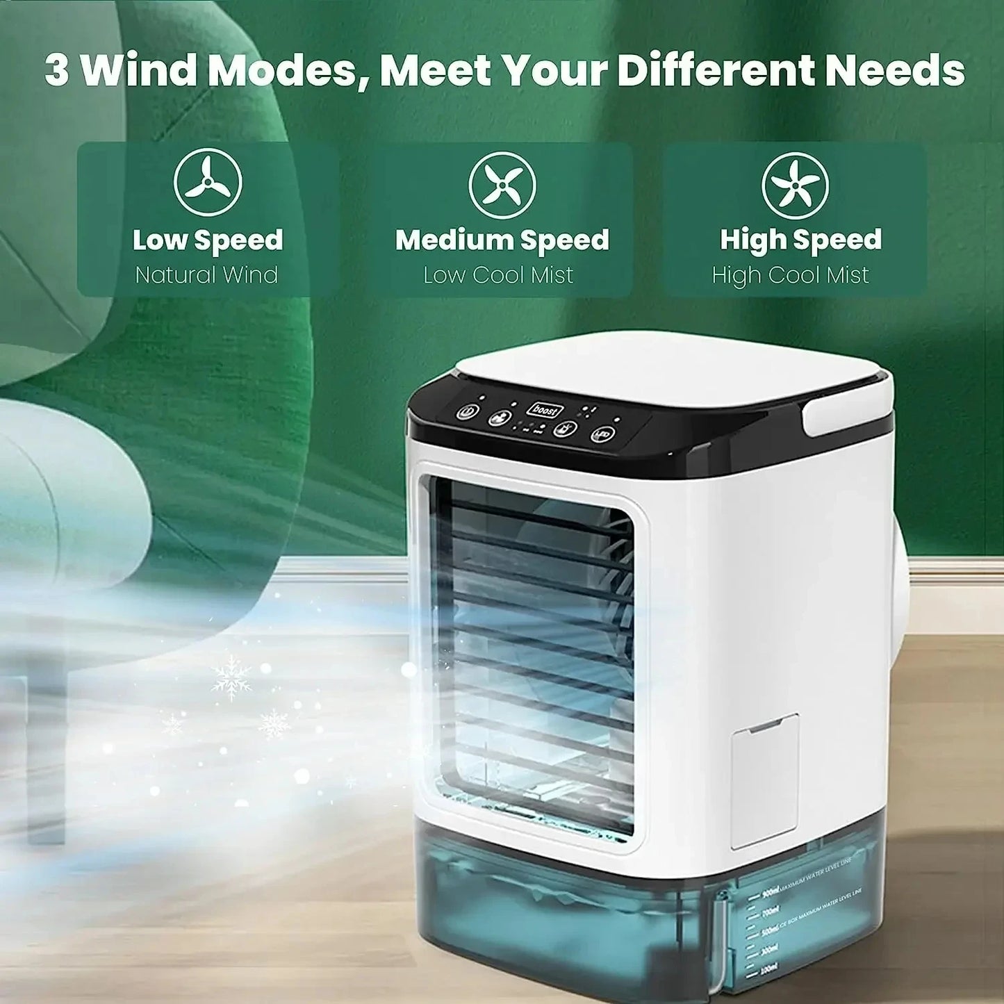 20 Celsius Air Conditioner Portable Fan Desktop Dual Spray Ultrasonic Atomization 3-Speed Mute Air Cooler Night Light Electric Fan for Home