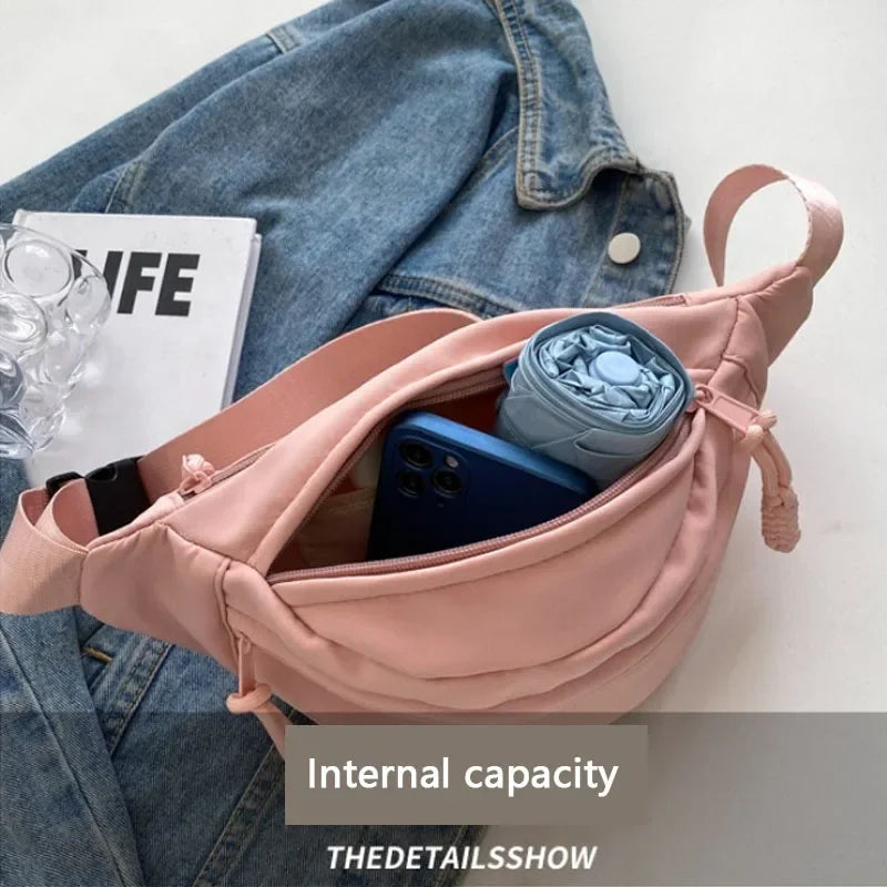 Chest Bags Banana Bag for Women Sling Crossbody Waist Pack Canvas Running Waist Bag Casual Fanny Packs Sport Half Moon Belt Bag