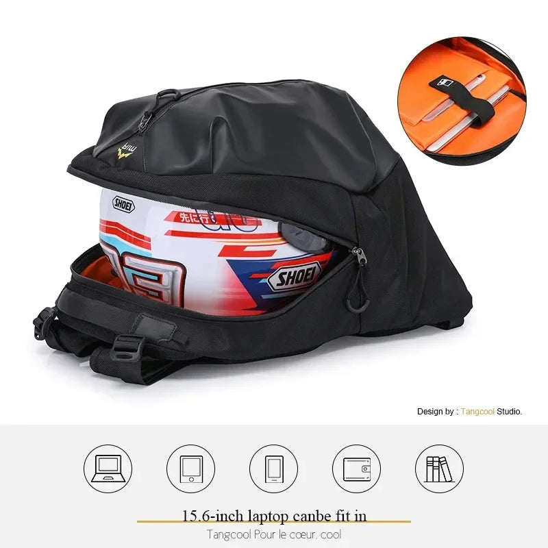 17.3 Inch Laptop Backpack For Men 40L Travel Backpack Riding Motorcycle Helmet Bag Student School Backpack Outdoor Backpack