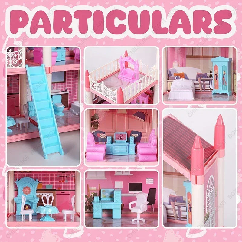 Doll House Villa Princess Castle Set Girl    Big   Simulation   Kit Girl's Puzzle Toy Gift