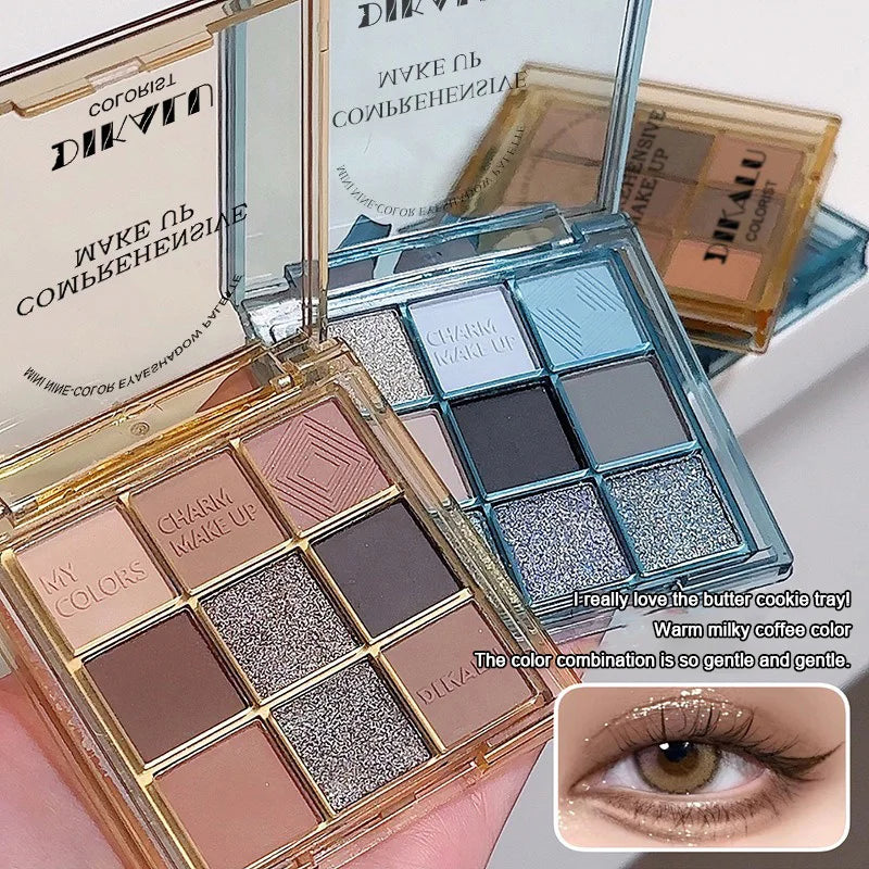 Nine Colors Contouring Punk Smoky Eyeshadow Makeup Palette Dark Black Pressed Glitter for Eyes Shadow Pigments Powder Cosmetics