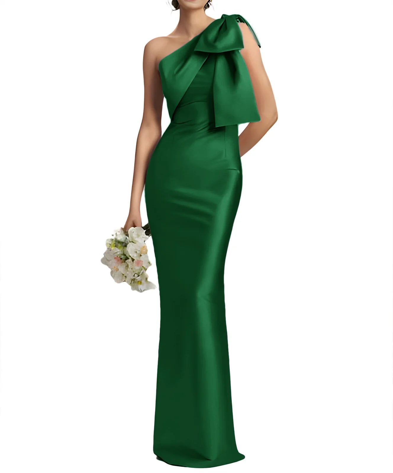 One Shoulder Elegant Satin Prom Dress for Women Mermaid Cocktail Dresses Long Bodycon Formal Evening Gowns with Back Slit