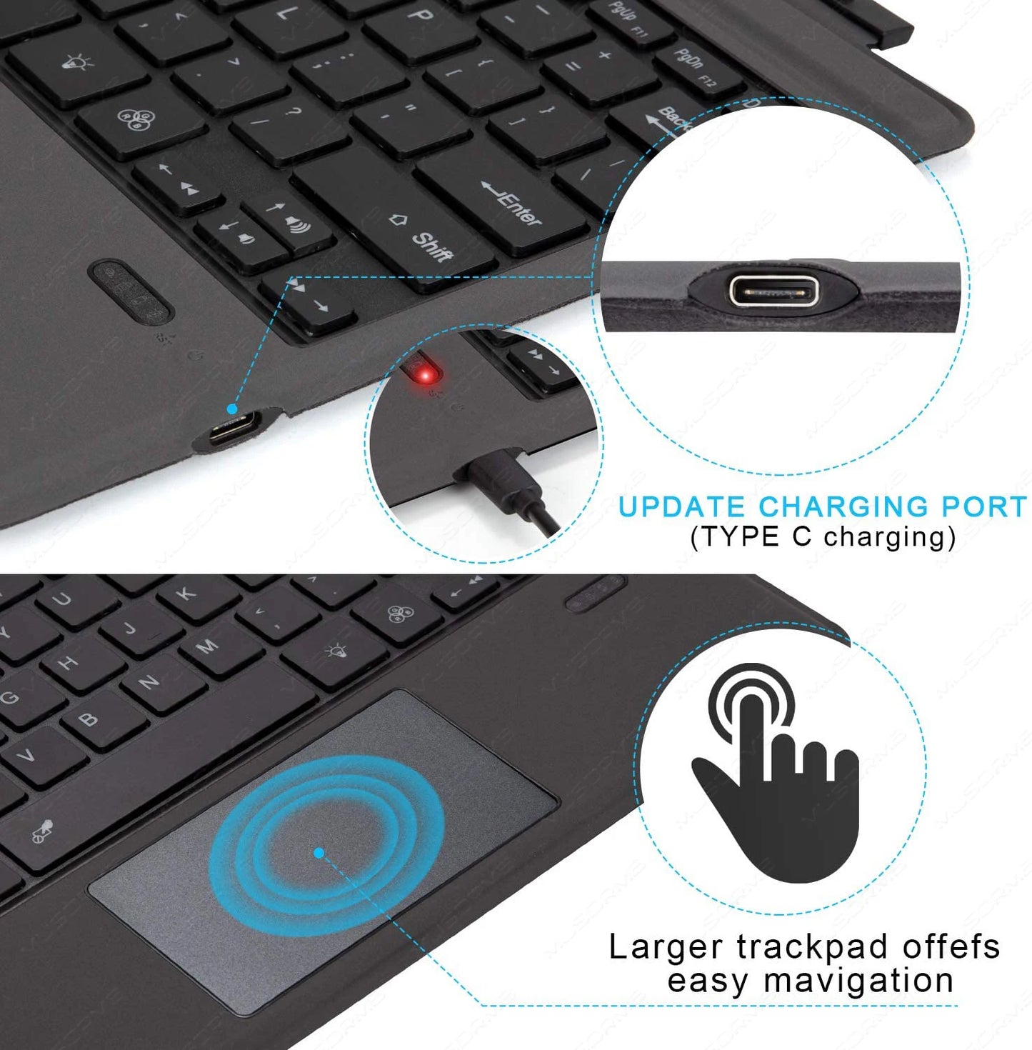 Backlit Keypad for Microsoft Surface Pro 3 4 5 6 7 8 9 X Go 1 2 3 Trackpad Wireless Magnetic Keyboard