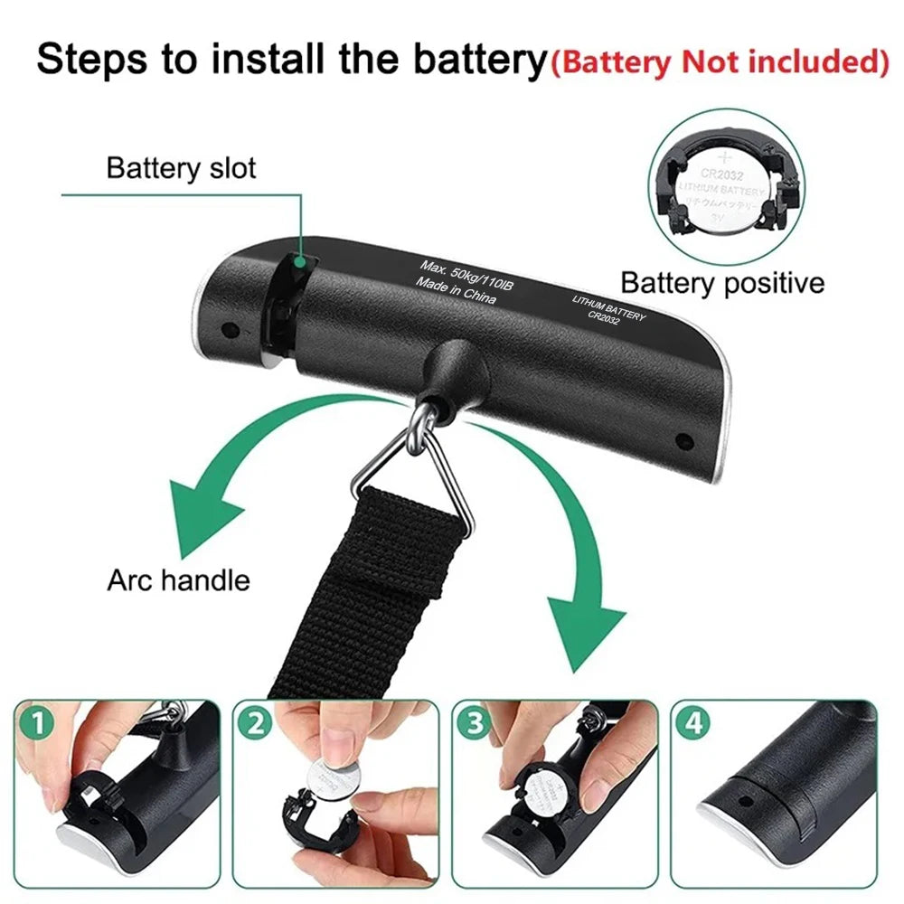 110LB Portable Electronic Hand Luggage Scale LCD Digital Display Balance Scale Suitcase Travel Weighs Baggage Weight Tool