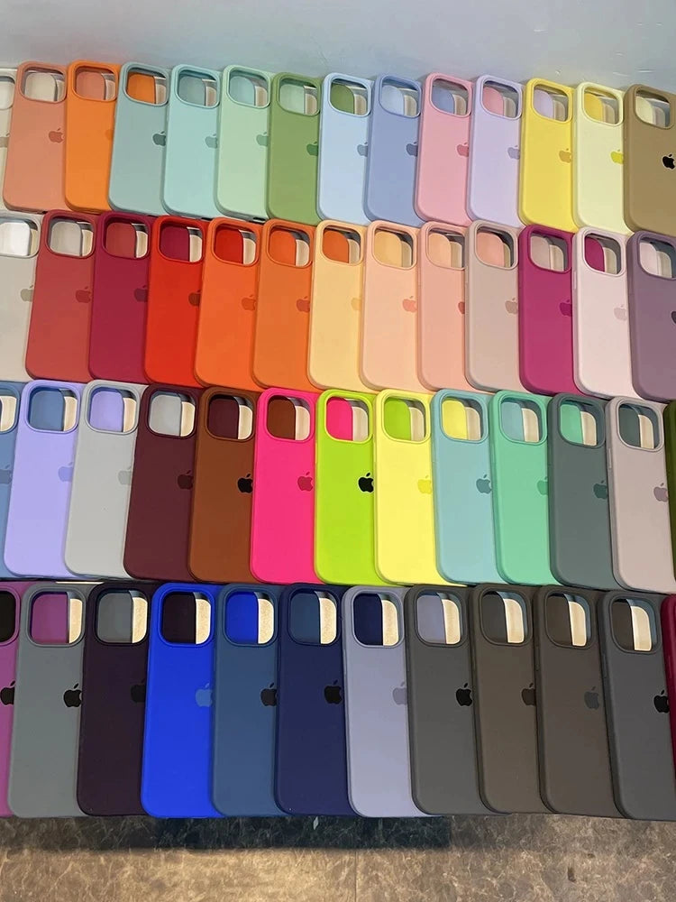 Original Official Silicone Phone Cases for iPhone 11 12 13 14 15 Pro Max Skin for Apple iPhone 15 Plus 13 14 11 Full Cover case