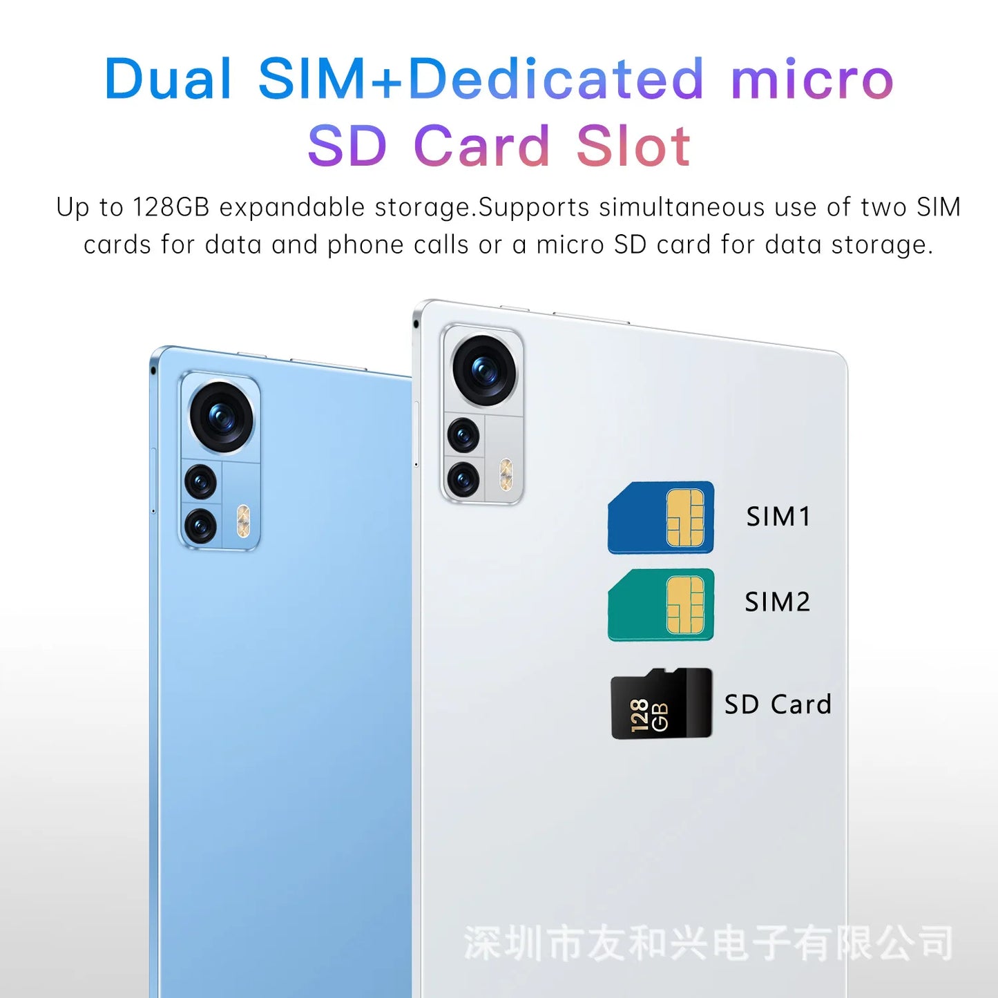 10.1 Inch Tablet Pc 8GB RAM 64GB ROM Octa Core Tablets Google Play 4G LTE Phone Call Dual SIM Android 12 WiFi GPS Bluetooth