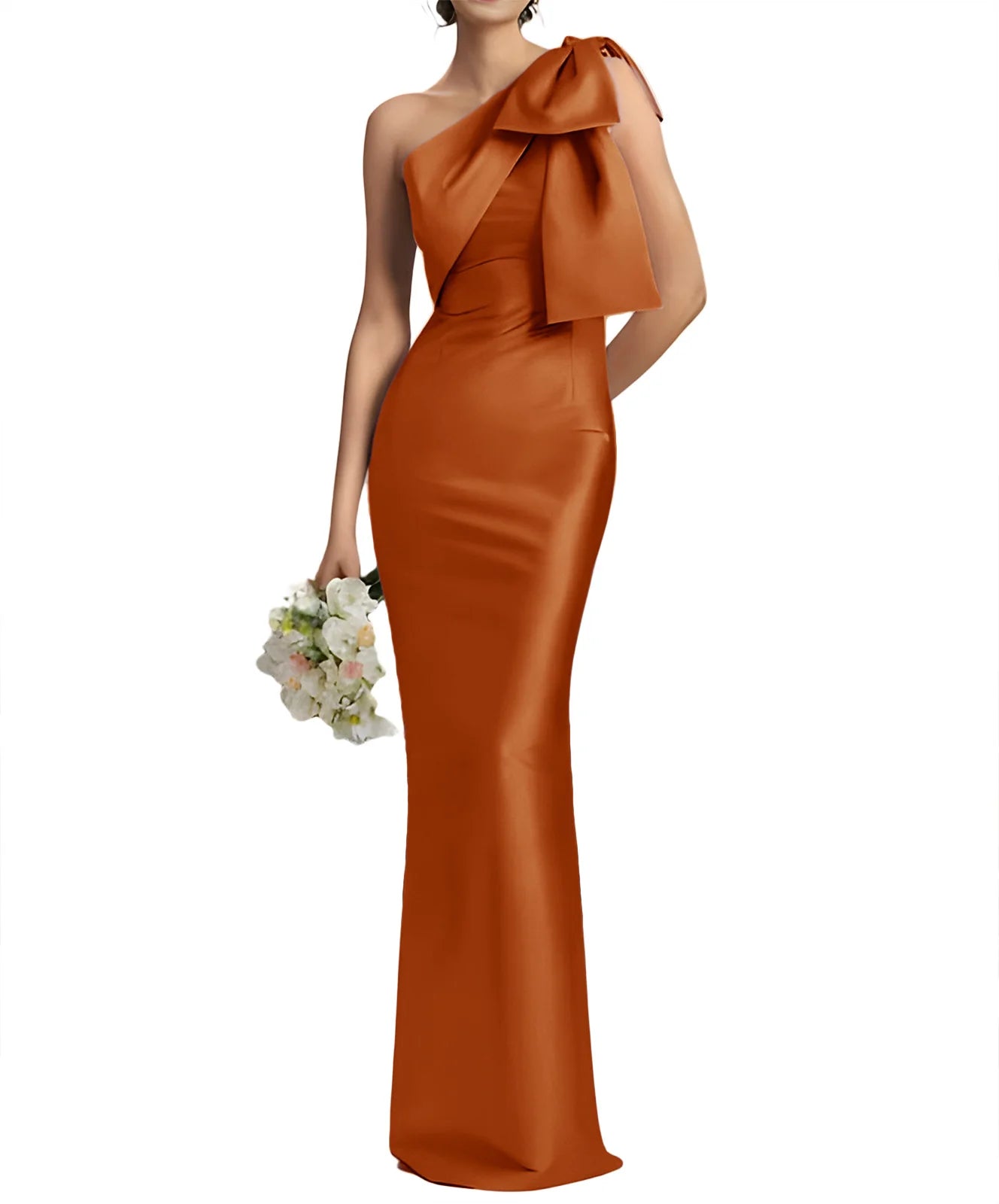 One Shoulder Elegant Satin Prom Dress for Women Mermaid Cocktail Dresses Long Bodycon Formal Evening Gowns with Back Slit