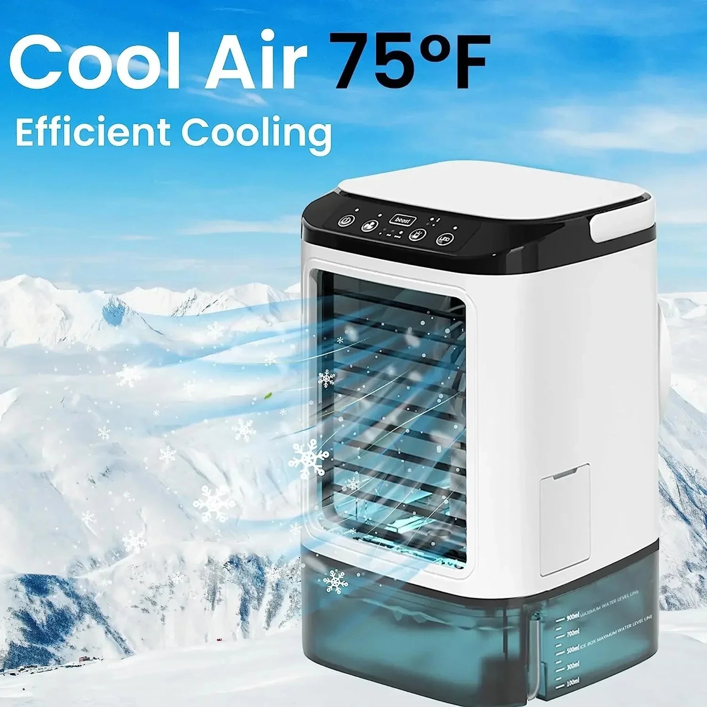 20 Celsius Air Conditioner Portable Fan Desktop Dual Spray Ultrasonic Atomization 3-Speed Mute Air Cooler Night Light Electric Fan for Home