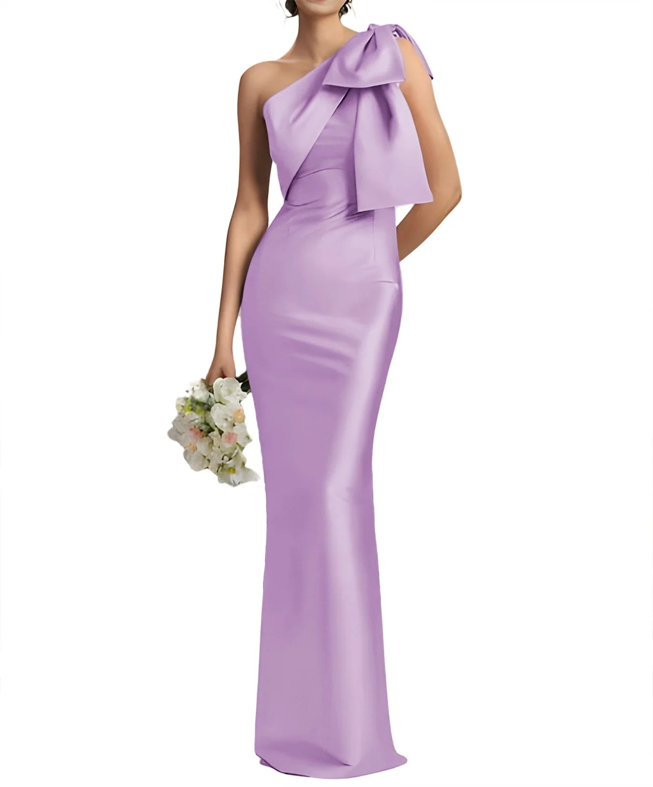 One Shoulder Elegant Satin Prom Dress for Women Mermaid Cocktail Dresses Long Bodycon Formal Evening Gowns with Back Slit