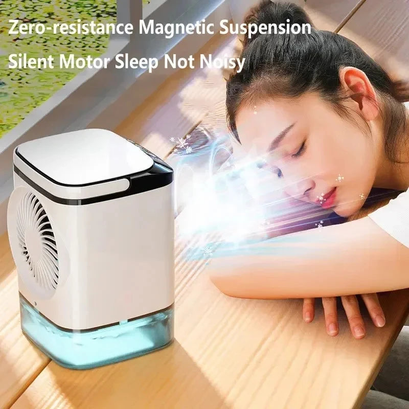 20 Celsius Air Conditioner Portable Fan Desktop Dual Spray Ultrasonic Atomization 3-Speed Mute Air Cooler Night Light Electric Fan for Home