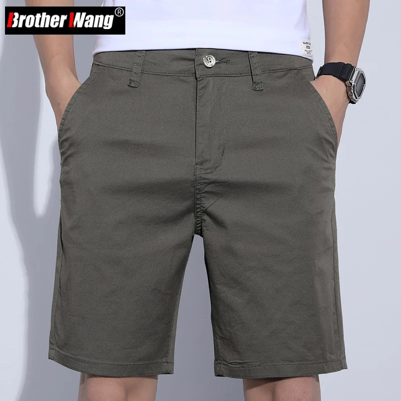5 Colors Classic Style Men's Slim Shorts 2023 Summer New Business Fashion Thin Stretch Short Casual Pants Male Beige Khaki Gray