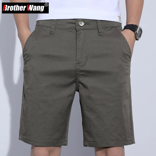 5 Colors Classic Style Men's Slim Shorts 2023 Summer New Business Fashion Thin Stretch Short Casual Pants Male Beige Khaki Gray