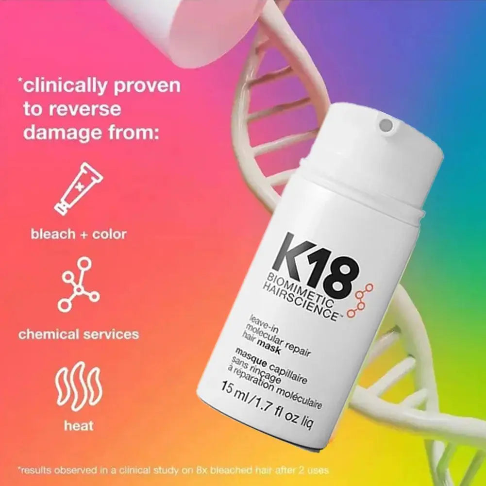 K18 Molecular Repair Hair Mask - Deep Conditioning Keratin Treatment for Soft, Restored and Healthy Hair 15ml
